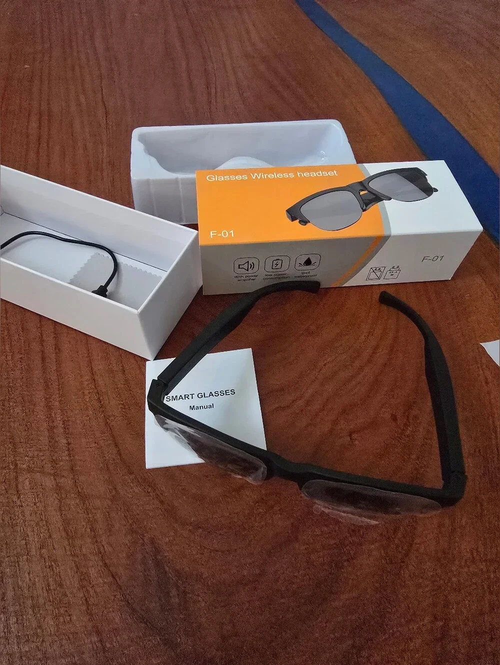 F-01 Smart Glasses Wireless Headset in Black and Gray